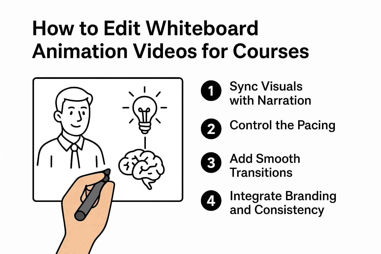 Editor syncing narration with whiteboard animation for an online course