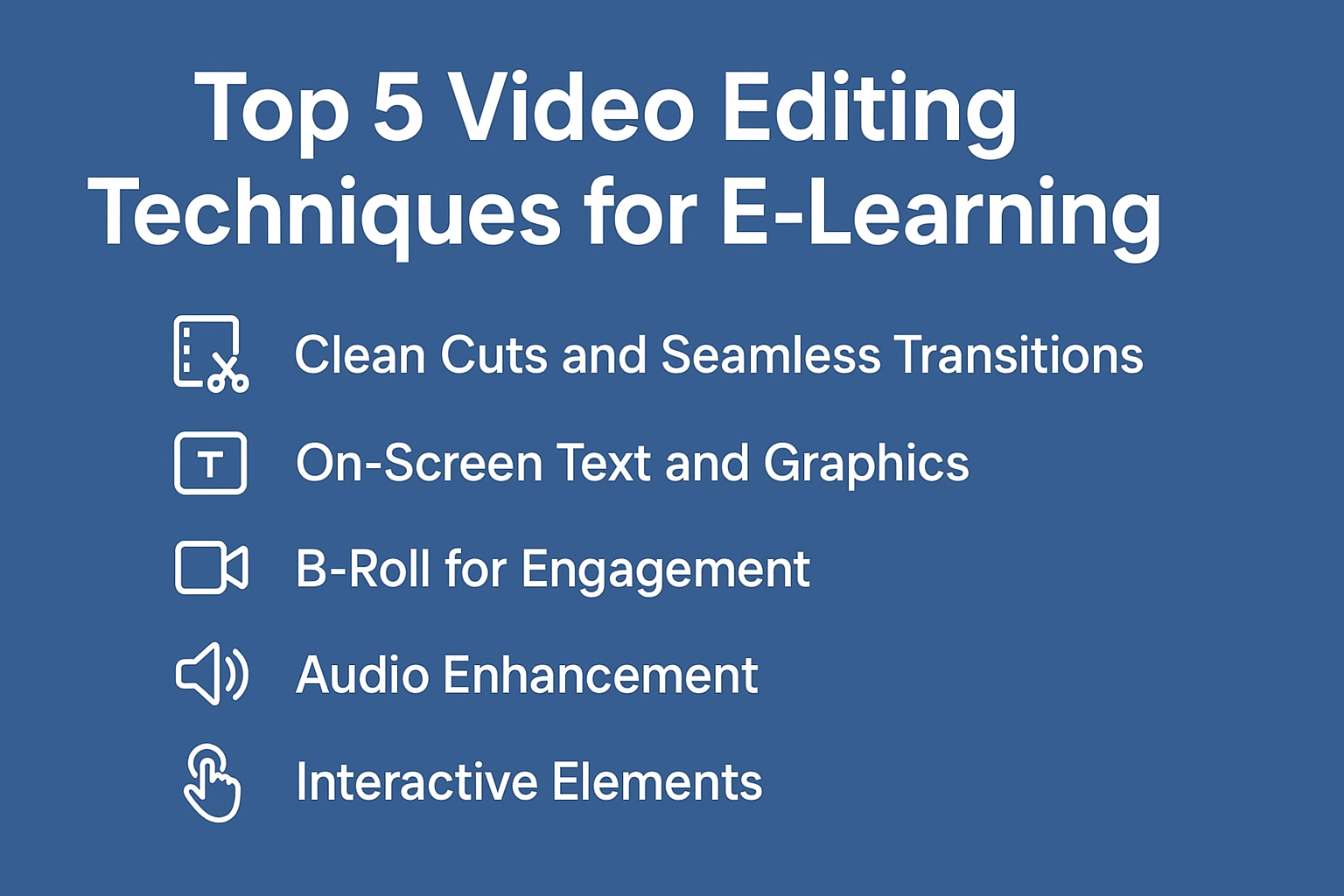 Video editor adding graphics and captions to e-learning content.