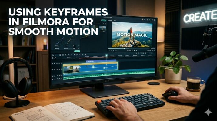Using keyframes in Filmora for smooth motion animation