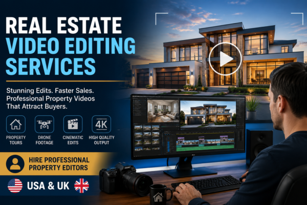 Professional real estate video editing services with luxury property video, editing timeline, and expert video editor for USA & UK clients.